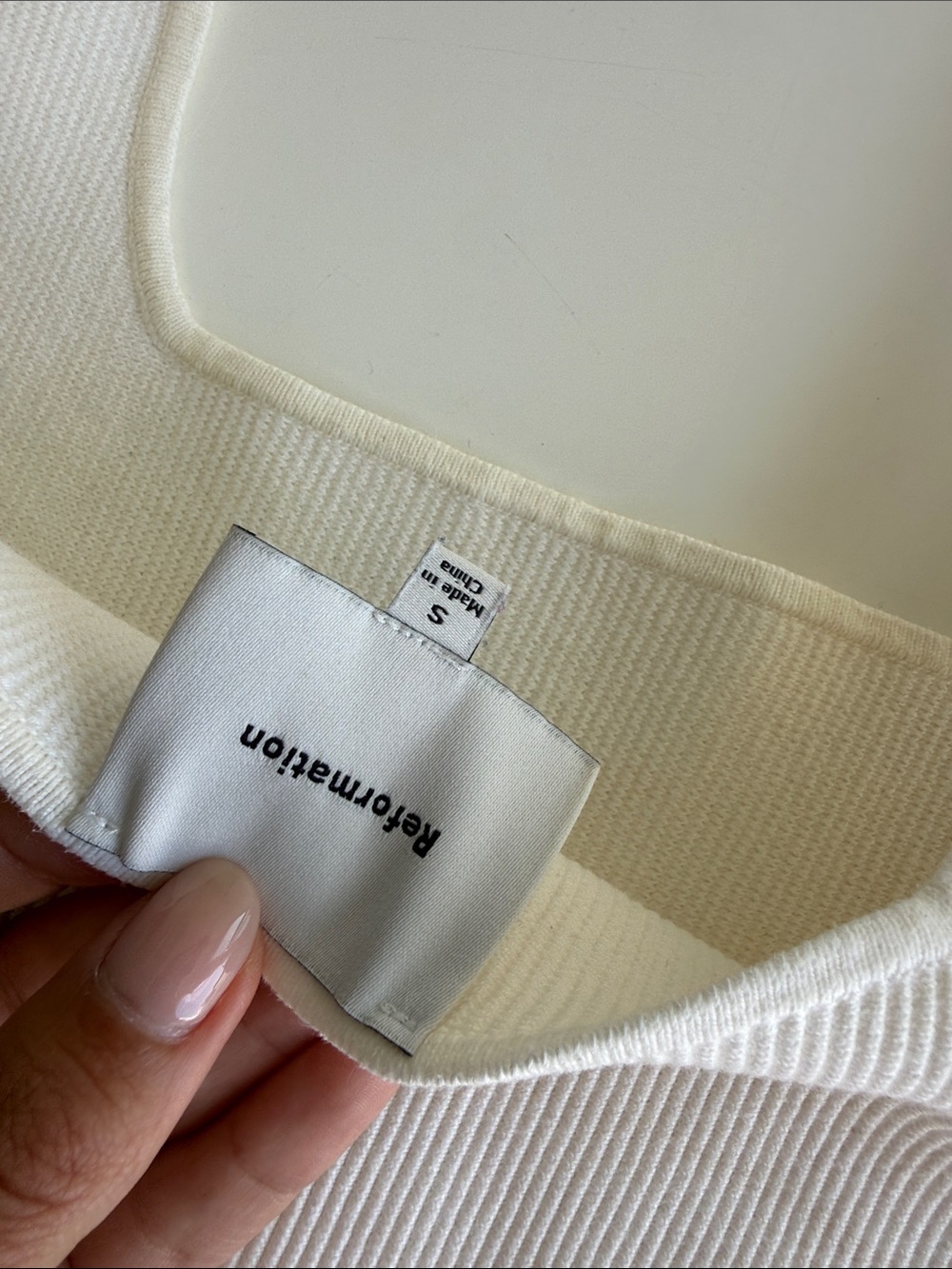 Reformation Cream Ribbed Square Neck Tank - Picture 2 of 3